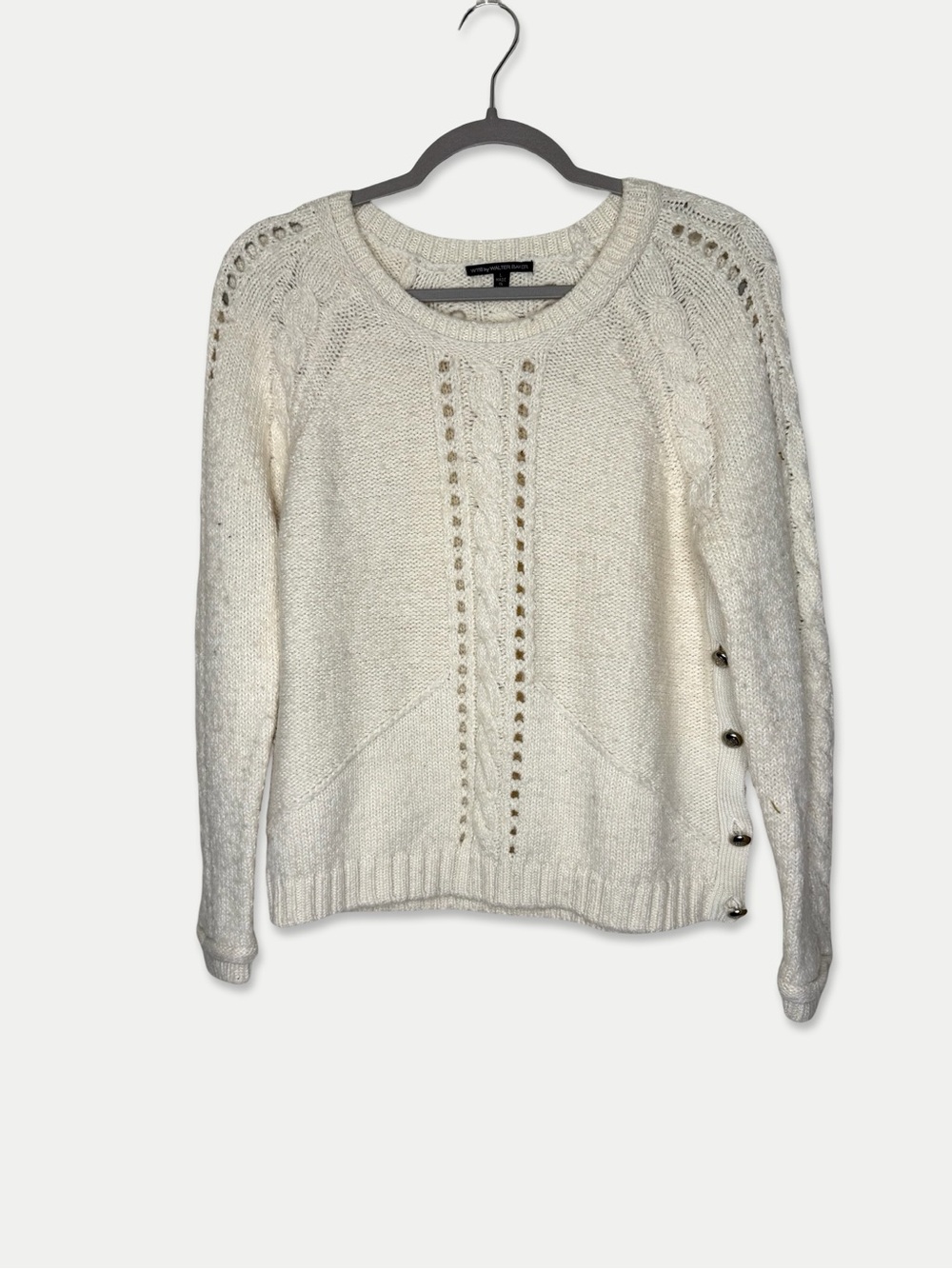 W118 by Walter Baker Sweater Size Large Cream Color Knit Pre-Owned